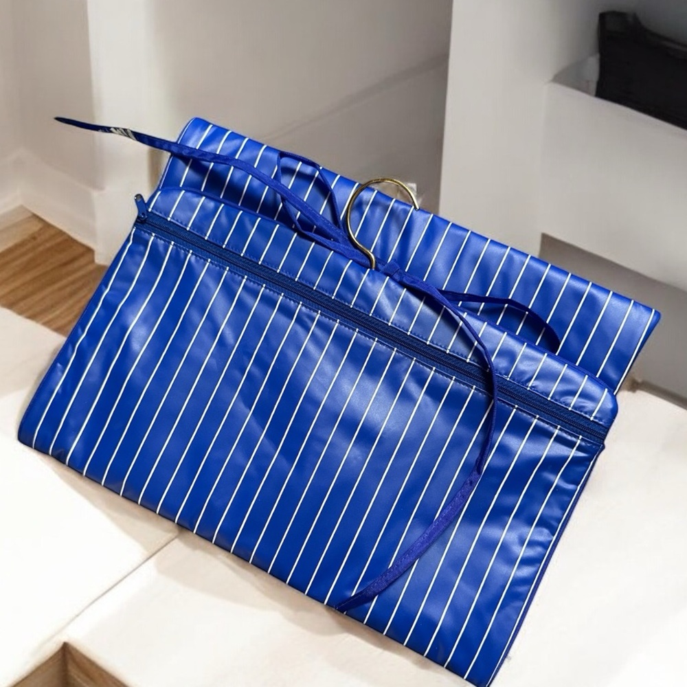 Blue and White Striped Accessory Organizer
